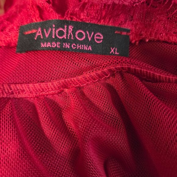 Avidlove Red Lace Sheer Babydoll Nightgown Lingerie Women’s XL Sexy Sleepwear - Picture 2 of 9